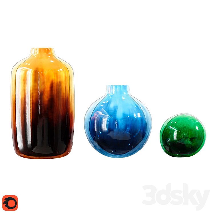 Modern Murano Vase Glass Set 3DS Max - thumbnail 2