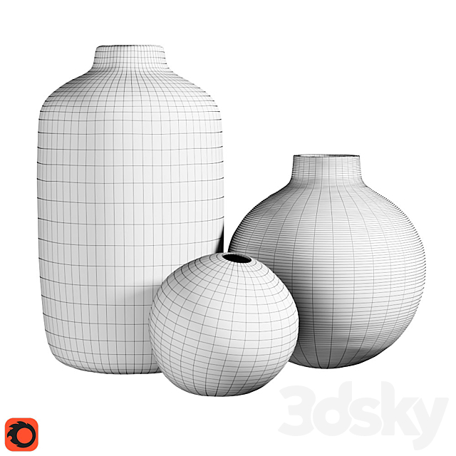 Modern Murano Vase Glass Set 3DSMax File - thumbnail 3