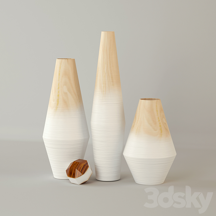 Modern Wood Ombre Vases 3DS Max - thumbnail 1