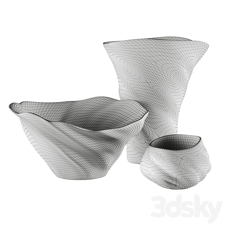 Murano Decor Vase Set 3DS Max - thumbnail 2