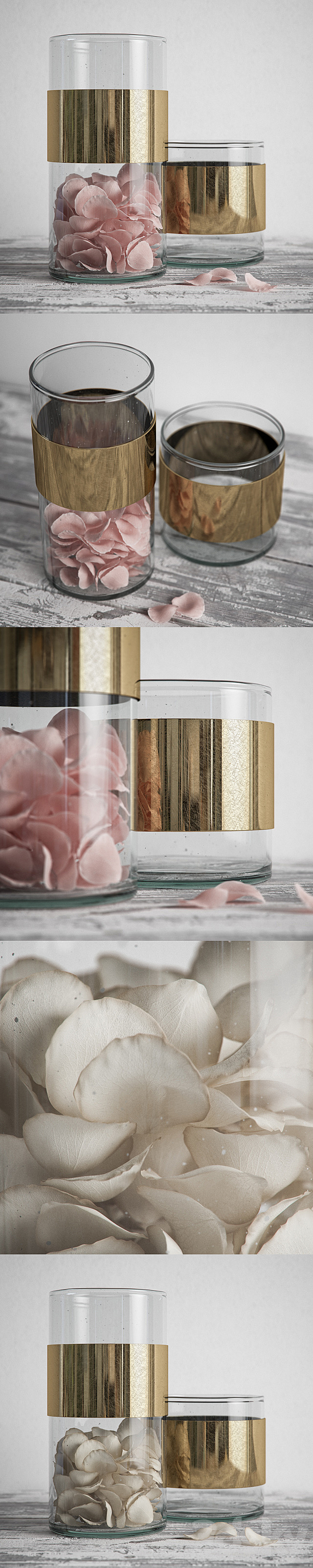 NORDAL vases with brass band 3ds Max - thumbnail 2