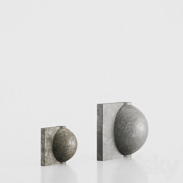 Offset Big and Mini Dark Gray Vases by 101 Copenhagen 3DS Max Model - thumbnail 3