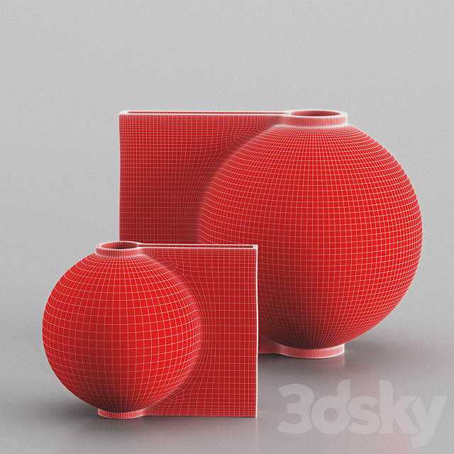 Offset Big and Mini Dark Gray Vases by 101 Copenhagen 3DS Max Model - thumbnail 4