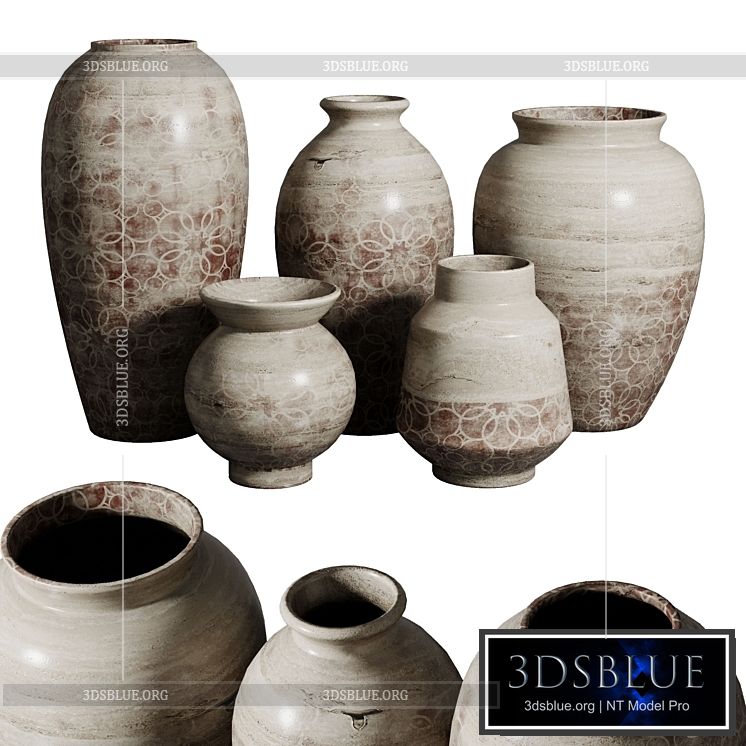 Old vase 3 material marble concrete plaster 3DS Max - thumbnail 3