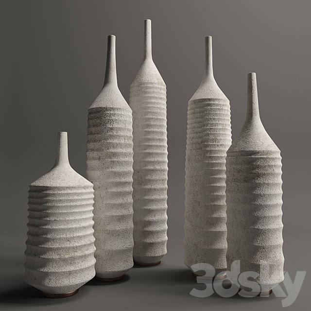 ?oncrete decor vases set 3DSMax File - thumbnail 1