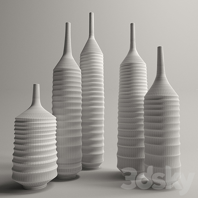 ?oncrete decor vases set 3DSMax File - thumbnail 3