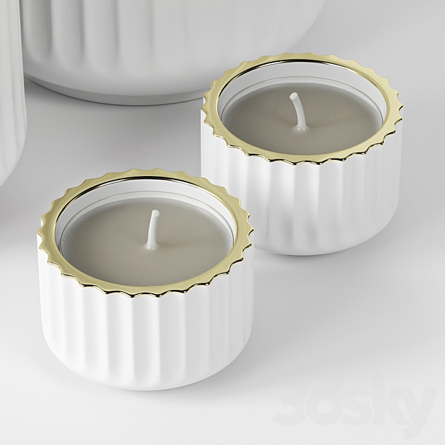 Porcelain vases with candleholders Lyngby Porcelæn 3ds Max - thumbnail 3