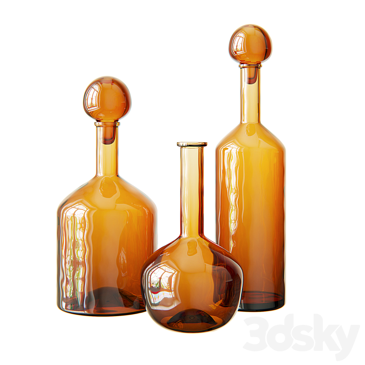 RH DECORATIVE BOTTLES 3DS Max Model - thumbnail 1