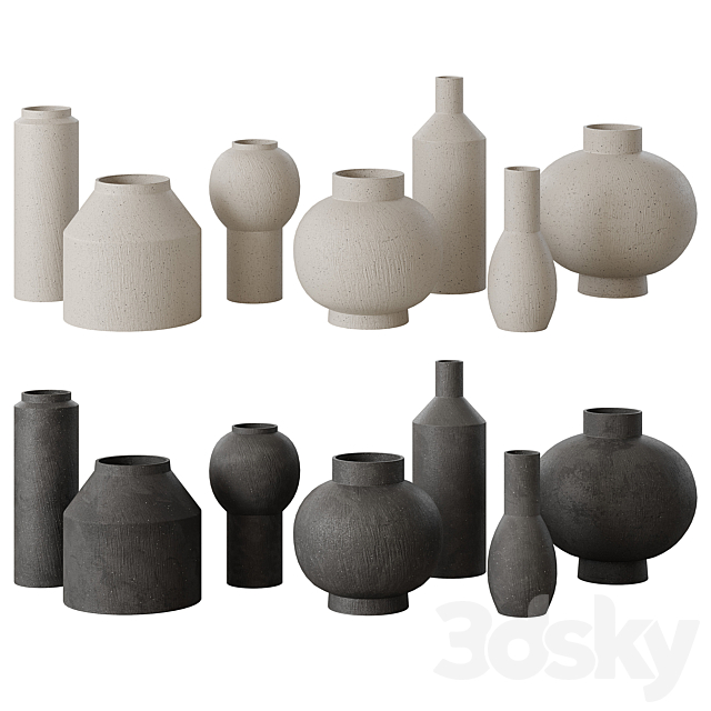 RH Geometric vases set 3ds Max - thumbnail 1