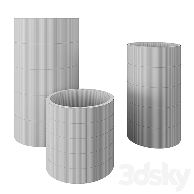 Round concrete tubs Ominimalism 3DS Max Model - thumbnail 2