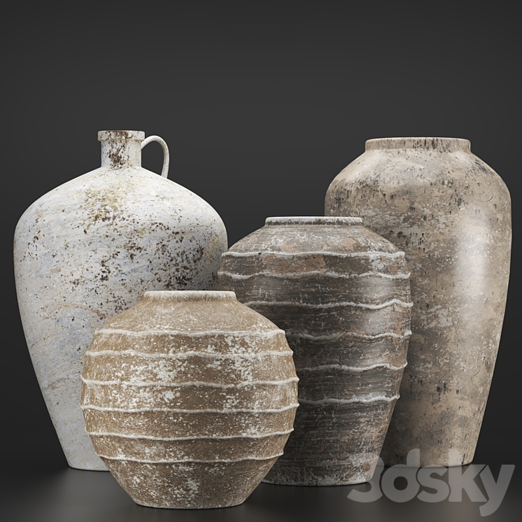 Rustic concrete vase vol3 3DS Max - thumbnail 1