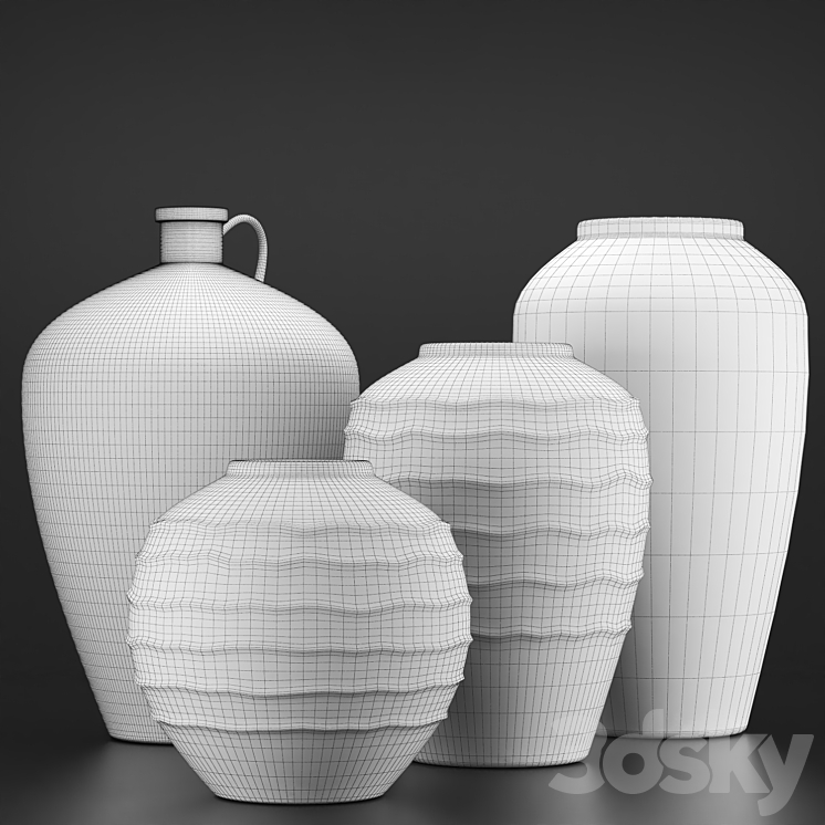 Rustic concrete vase vol3 3DS Max - thumbnail 2