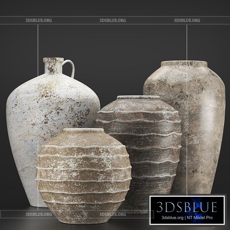 Rustic concrete vase vol3 3DS Max - thumbnail 3