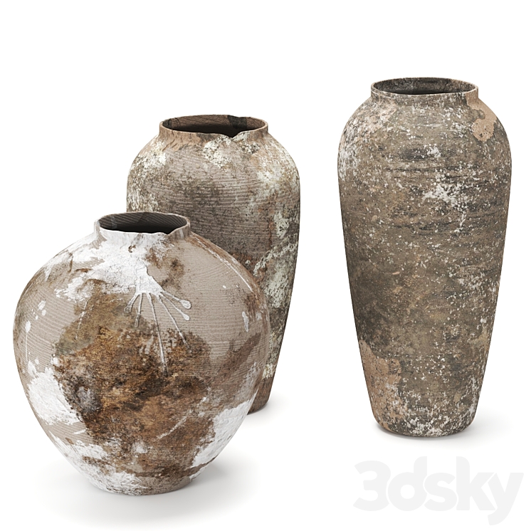 Rustic concrete vase vol6 3DS Max - thumbnail 2