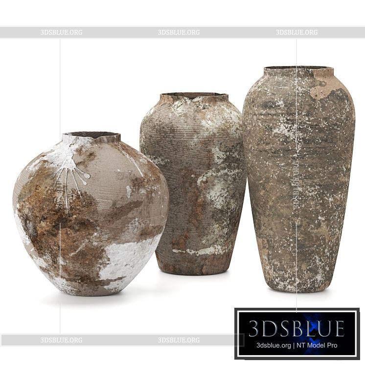 Rustic concrete vase vol6 3DS Max - thumbnail 3