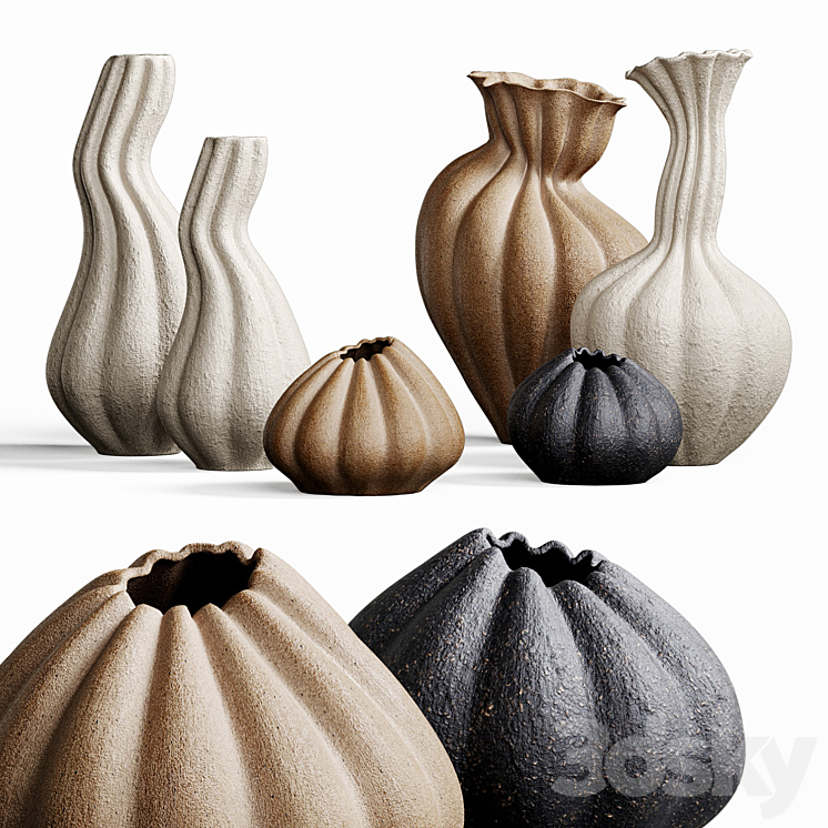 Set of decorative vases MALENE KNUDSEN 3DS Max Model - thumbnail 1