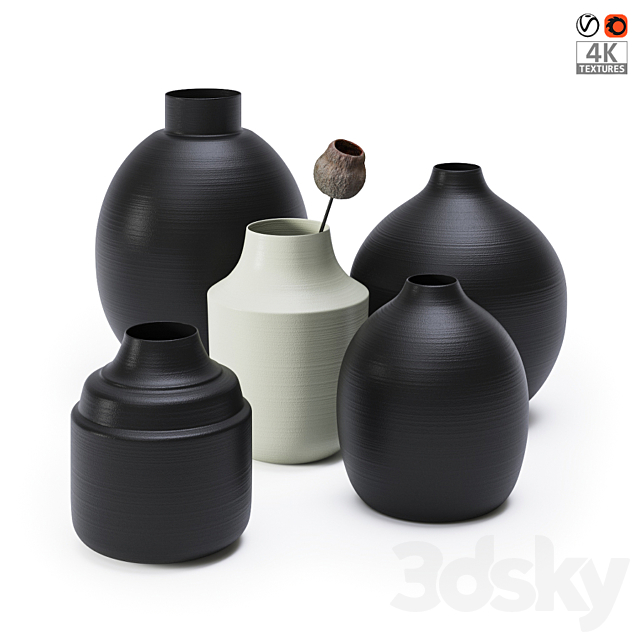 Set of metal vases 3DSMax File - thumbnail 1