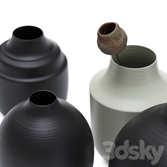 Set of metal vases 3DSMax File - thumbnail 2