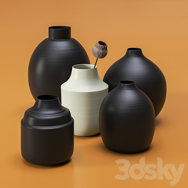 Set of metal vases 3DSMax File - thumbnail 3