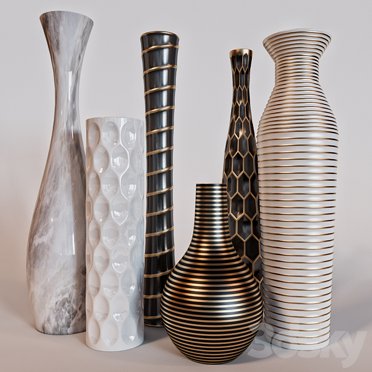 Set of modern vases 3DS Max - thumbnail 1