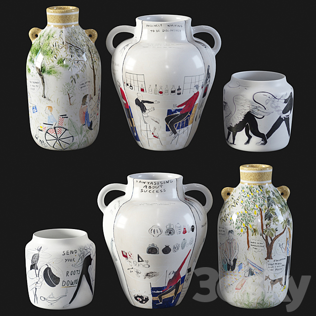 Set of vases by Daphne Christoforou 3ds Max - thumbnail 1