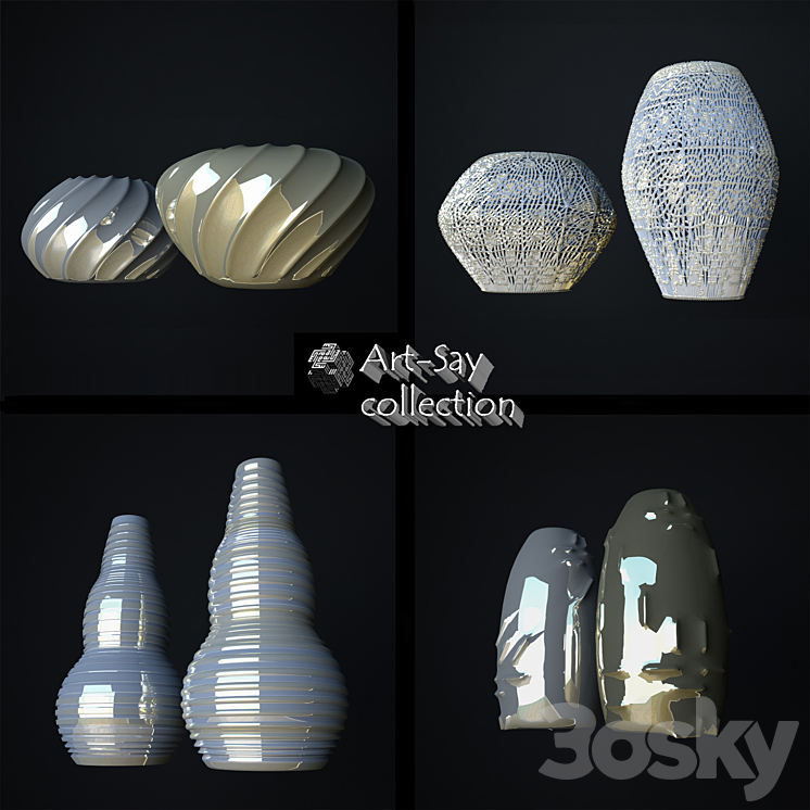 Silver-gold vases 3DS Max - thumbnail 1