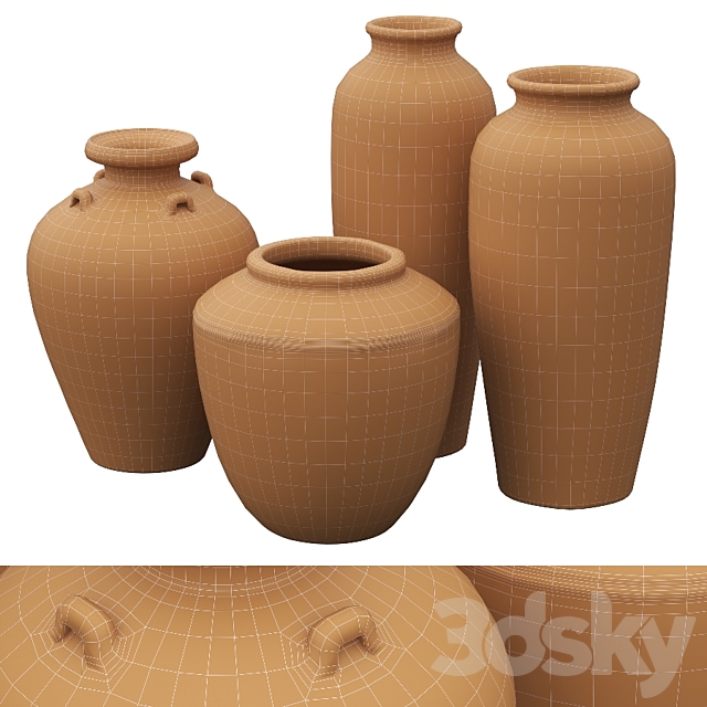 Tall ceramic vases 3DS Max Model - thumbnail 5