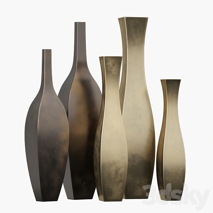 Tall metal vases 3DS Max - thumbnail 1