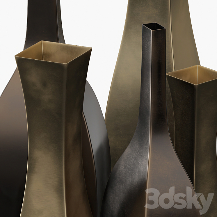 Tall metal vases 3DS Max - thumbnail 2