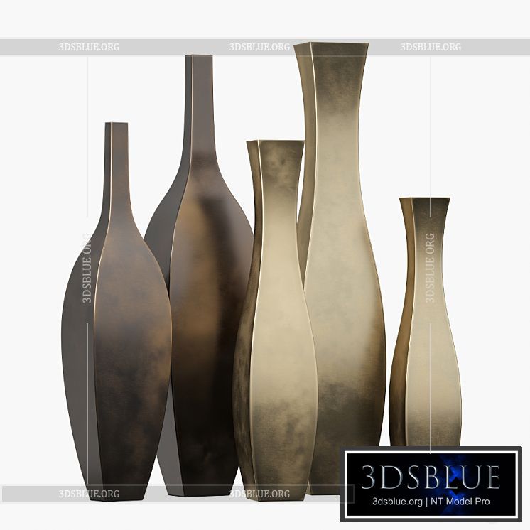 Tall metal vases 3DS Max - thumbnail 3