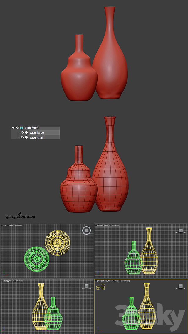 Tessuti Battuti vases 3DS Max Model - thumbnail 2