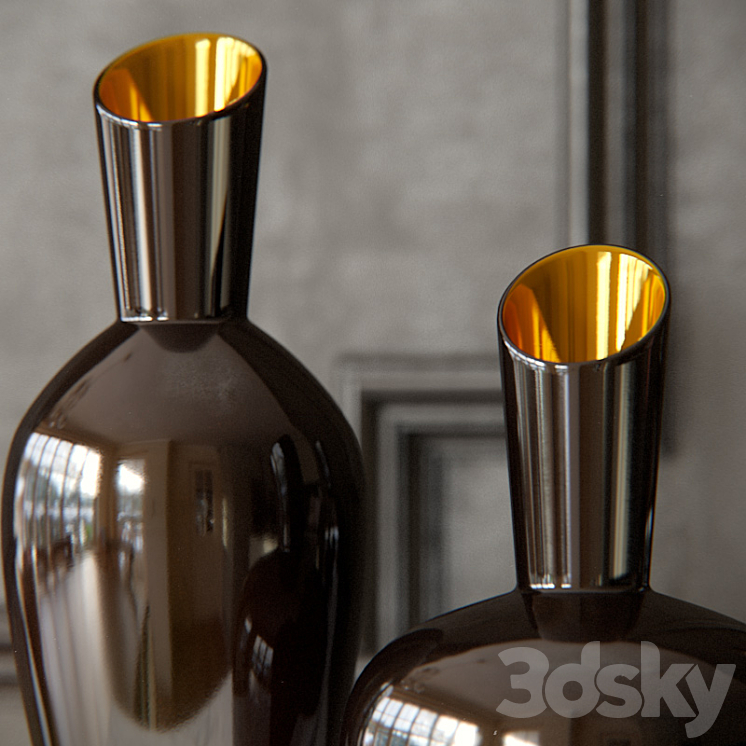 Tozai Noir Gold Decorative Vases 3DS Max - thumbnail 2