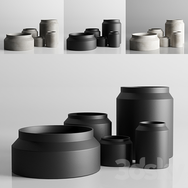 vase concrate set 01 3ds Max - thumbnail 2