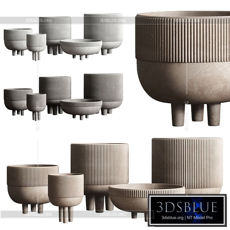 Vase Concrete Indoor Outdoor Set 03 3DS Max - thumbnail 3