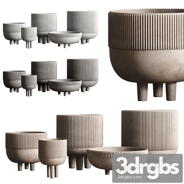 Vase Concrete Indoor Outdoor Set 03 3dsmax Download - thumbnail 1