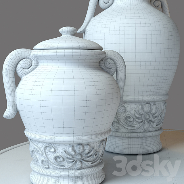 vase decorated with olive 3ds Max - thumbnail 2