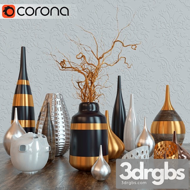 Vase Decorative set 3dsmax Download - thumbnail 1