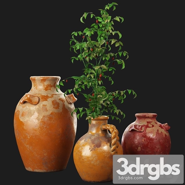 Vase Pottery barn sicily terra cotta vases 3dsmax Download - thumbnail 1