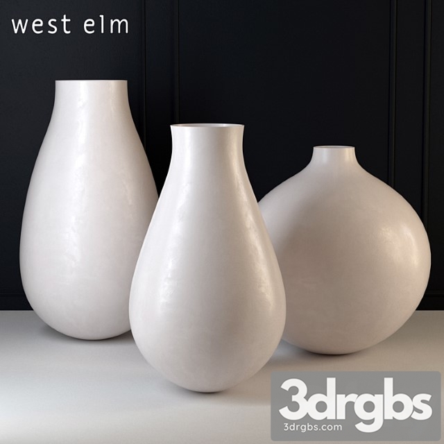 Vase West elm oversized pure white ceramic vases 3dsmax Download - thumbnail 1