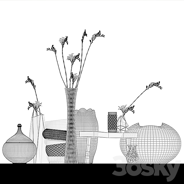 vase with flowers 3DSMax File - thumbnail 2