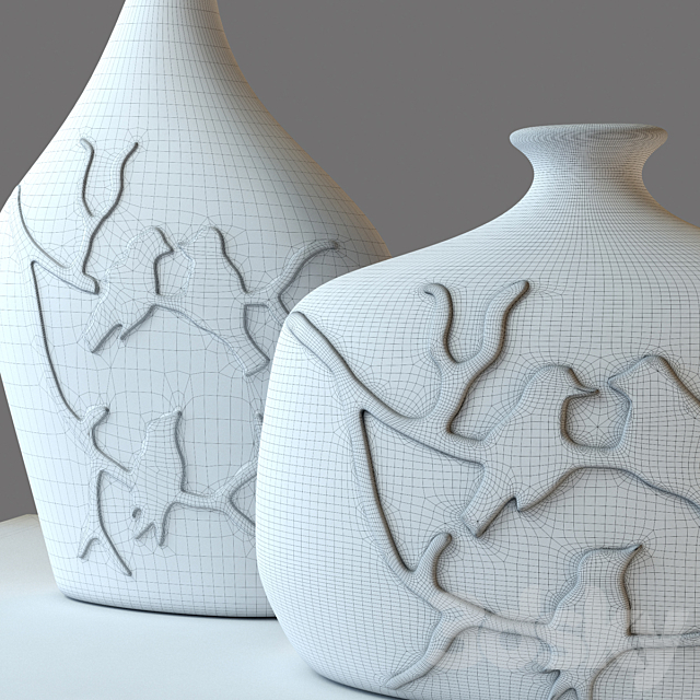 vase with raised birds 3DS Max Model - thumbnail 2