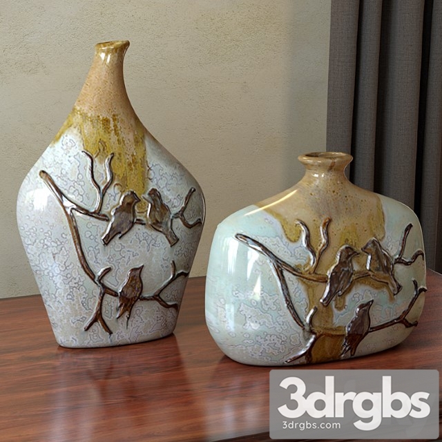 Vase With Real Life Birds 3dsmax Download - thumbnail 1