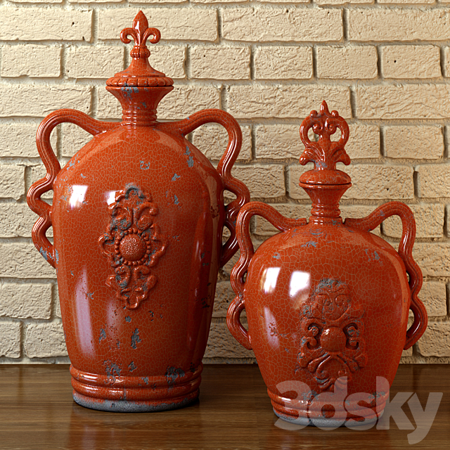 Vase with red craquelure 3ds Max - thumbnail 1