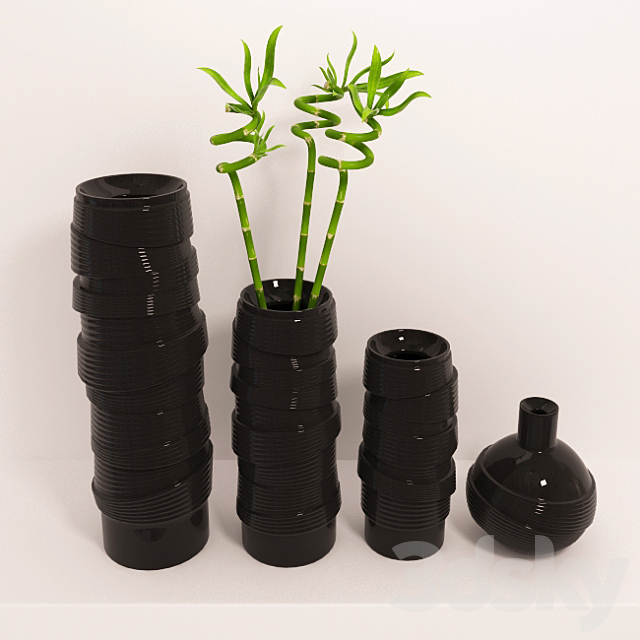 Vases and bamboo set 3ds Max - thumbnail 2