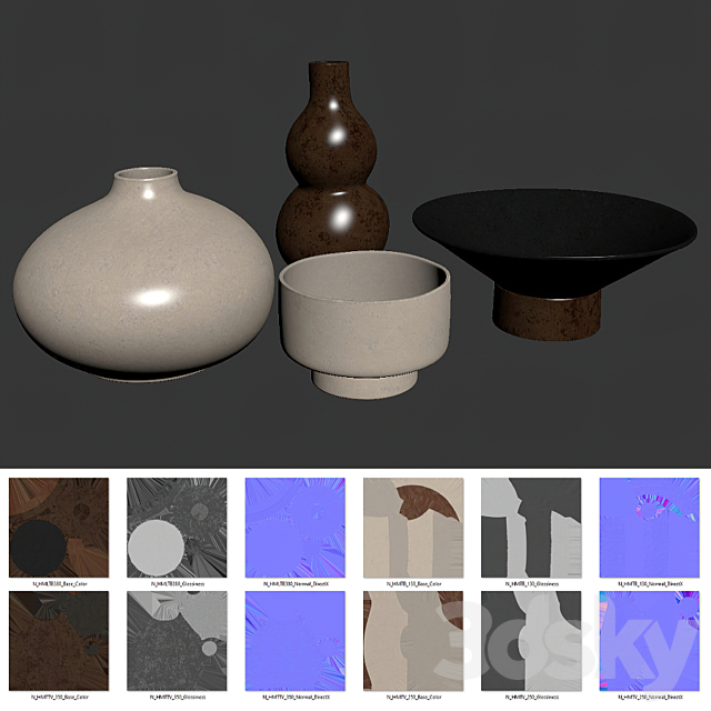 Vases and bowls H&M 3DS Max Model - thumbnail 7