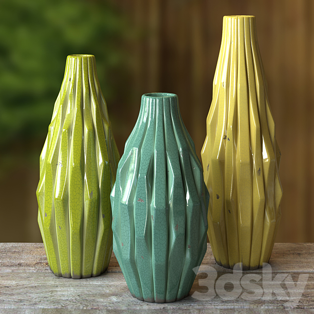 Vases “Cactus” with craquelure 3DSMax File - thumbnail 1