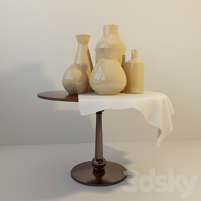 Vases on the table 3DSMax File - thumbnail 1