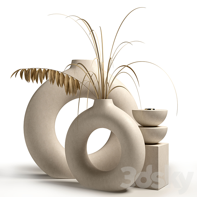 Vases with dried flowers H&M HOME 3ds Max - thumbnail 1