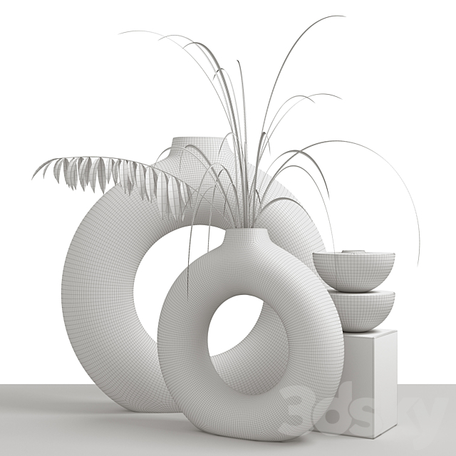 Vases with dried flowers H&M HOME 3ds Max - thumbnail 3