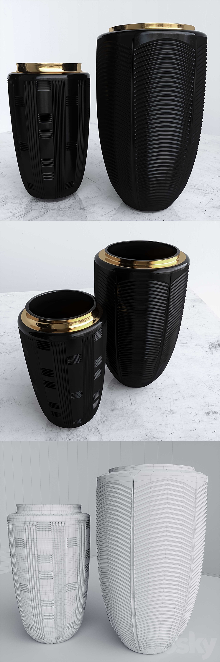 VISTA ALEGRE JET BLACK CASE WITH VASE 3DS Max - thumbnail 2